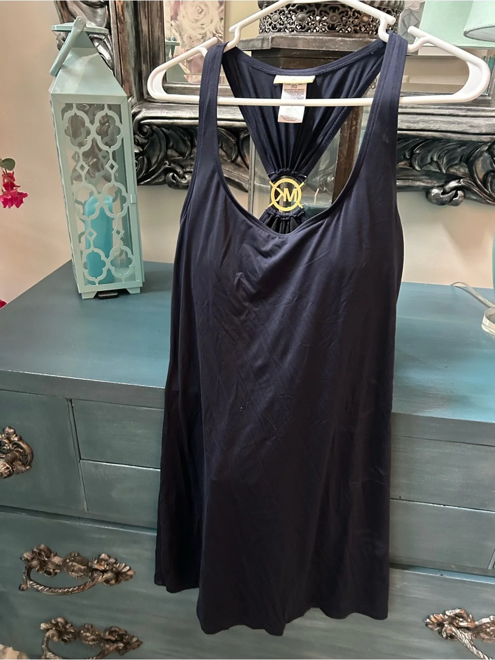 Michael Kors Navy Racerback Swim Cover Up Midi Dress converts to Casual Wear Med - Picture 9 of 13